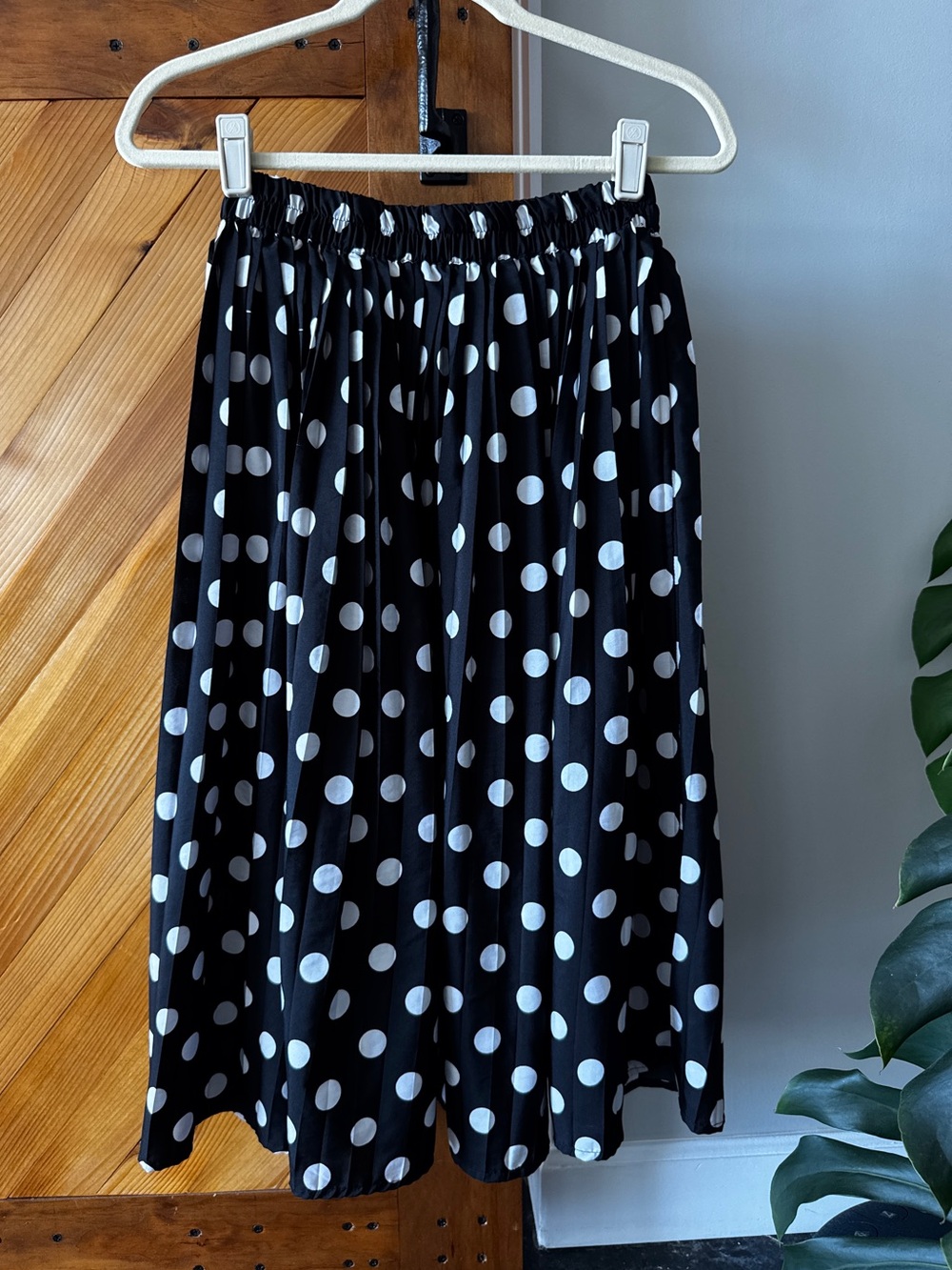Black White Polka Dot Midi Skirt Women’s Petite Small PS